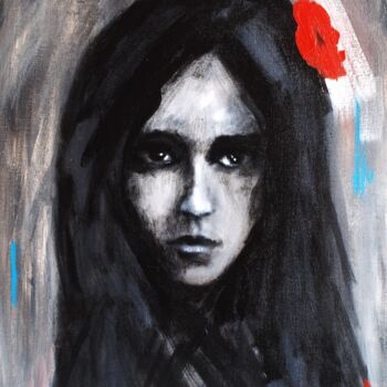 Malerei mit dem Titel "Gypsy girl" von Roman Sleptsuk, Original-Kunstwerk, Acryl
