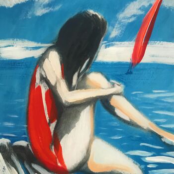 Malerei mit dem Titel "The scarlet sails" von Roman Sleptsuk, Original-Kunstwerk, Acryl