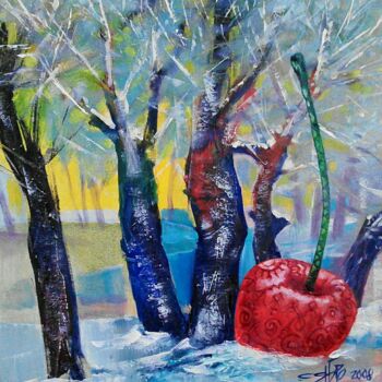 Картина под названием ""Зимняя вишня"" - Roman Siabro, Подлинное произведение искусства, Масло