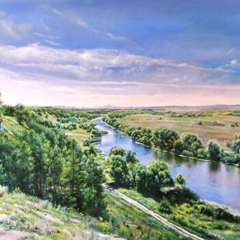 Peinture intitulée "Озеро Круглое. Воро…" par Roman Zhiliaev, Œuvre d'art originale, Huile