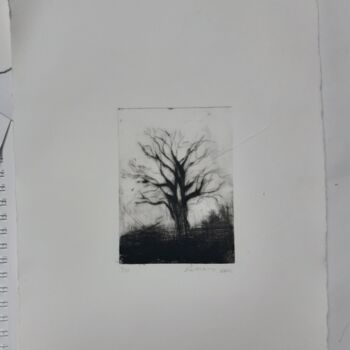 Druckgrafik mit dem Titel "Petit arbre gravure…" von Romana, Original-Kunstwerk, Gravur