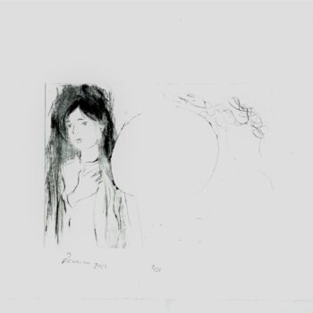 Prenten & gravures getiteld "La fille et le sole…" door Romana, Origineel Kunstwerk, Gravure