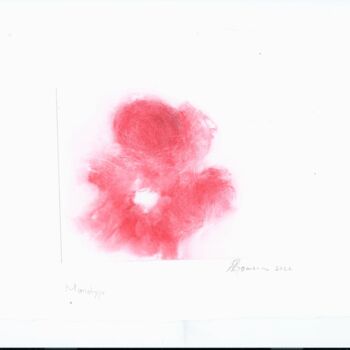 Printmaking titled "Monotype fleur rouge" by Romana, Original Artwork, Ink