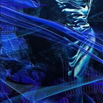 Digital Arts titled "Voilage Bleu" by Roman Drea, Original Artwork, Digital Painting