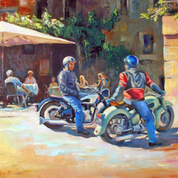 Painting titled "On the square in ca…" by Roman Fedosenko, Original Artwork, Other