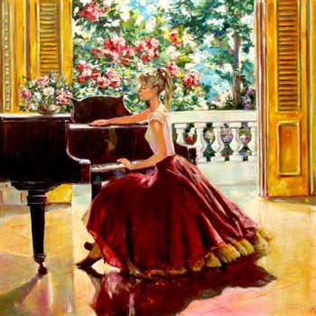 Pittura intitolato "By listening to the…" da Roman Fedosenko, Opera d'arte originale, Olio