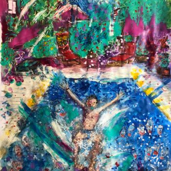 Painting titled "Le plongeon" by Romano Valsky, Original Artwork, Acrylic