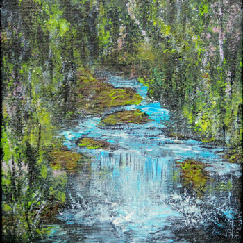 Картина под названием "Сибирский водопад /…" - Svetlana Guseva, Подлинное произведение искусства, Акрил Установлен на Деревя…