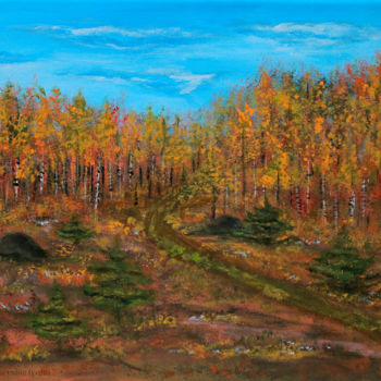 Картина под названием "Осень в Хакасии / A…" - Svetlana Guseva, Подлинное произведение искусства, Акрил
