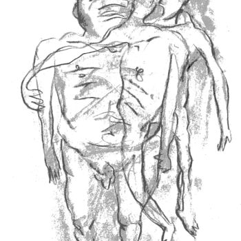 Drawing titled "Two Figures" by Romen Stoilov, Original Artwork