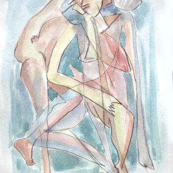 Drawing titled "Two Figures" by Romen Stoilov, Original Artwork