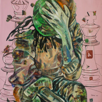 Картина под названием "Jeux de Damnés" - Roméo Temwa, Подлинное произведение искусства, Акрил Установлен на Деревянная рама…