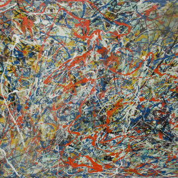 Картина под названием "Abstrata impression…" - Romeo Zanchett, Подлинное произведение искусства, Эмаль Установлен на Деревян…
