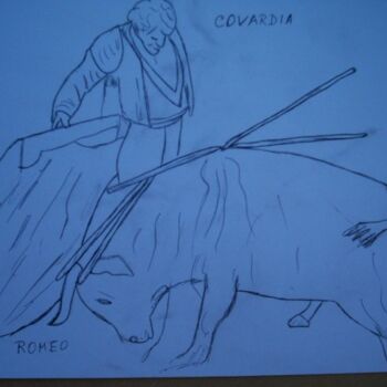 Disegno intitolato "Covardia II" da Romeo Zanchett, Opera d'arte originale