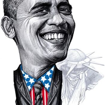 Рисунок под названием "Barack Obama" - Raileanu Romeo, Подлинное произведение искусства, Другой