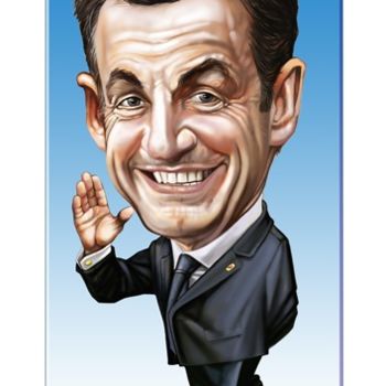 Drawing titled "Nicolas Sarkozy" by Raileanu Romeo, Original Artwork, Other