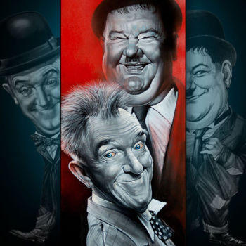 Disegno intitolato "Laurel & Hardy" da Raileanu Romeo, Opera d'arte originale