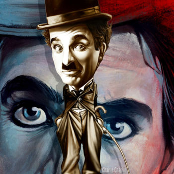 Dessin intitulée "Charle Chaplin" par Raileanu Romeo, Œuvre d'art originale