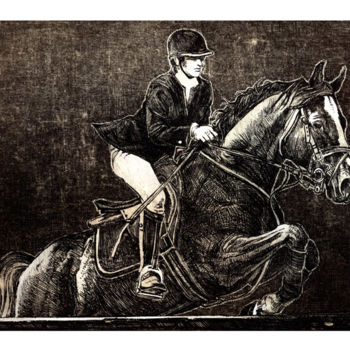 Σχέδιο με τίτλο "Jockey (Engraving-A…" από Raileanu Romeo, Αυθεντικά έργα τέχνης