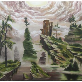 Painting titled "Left Tower" by Romeo Schitco, Original Artwork