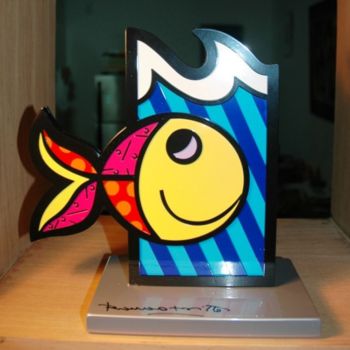 Sculptuur getiteld "Boom Fisch" door Romero Britto, Origineel Kunstwerk