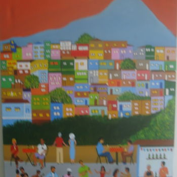 Painting titled "samba na favela" by Romeu Graça Moreira, Original Artwork, Acrylic