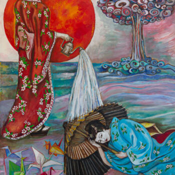 Pintura titulada "THE SUN ON HIROSHIMA" por Romina Rosati, Obra de arte original, Acrílico