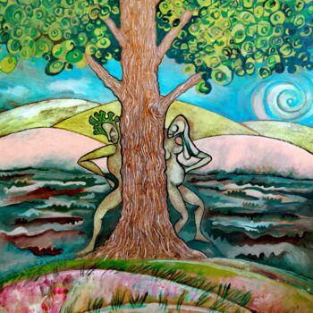 Картина под названием "ADAM, EVE AND THE T…" - Romina Rosati, Подлинное произведение искусства, Акрил