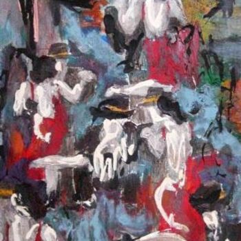 Painting titled "Tardecita en La Boca" by Romina Diaz-Brarda, Original Artwork, Acrylic