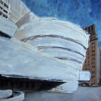 Schilderij getiteld "Guggenheim Museum" door Romina Diaz-Brarda, Origineel Kunstwerk, Acryl