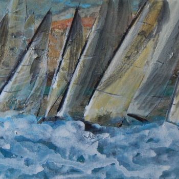 Painting titled "sailing-4" by Romina Diaz-Brarda, Original Artwork, Acrylic