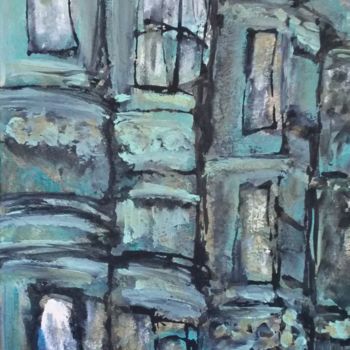 Malerei mit dem Titel "Boston Houses II" von Romina Diaz-Brarda, Original-Kunstwerk, Acryl