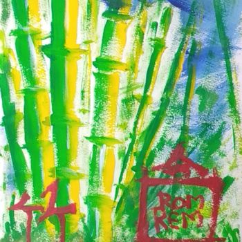 Painting titled "Bamboo" by Romrem, Original Artwork, Acrylic
