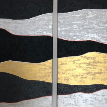 Картина под названием "Bipolar" - Romros, Подлинное произведение искусства, Клейкая лента Установлен на Деревянная рама для…