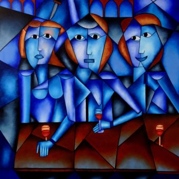 Painting titled "Trahison entre amis" by Romuald Canas Chico, Original Artwork, Oil