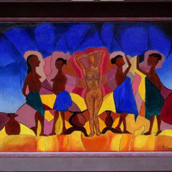 Pintura intitulada "Danza alrededor de…" por Romuald Canas Chico, Obras de arte originais, Óleo