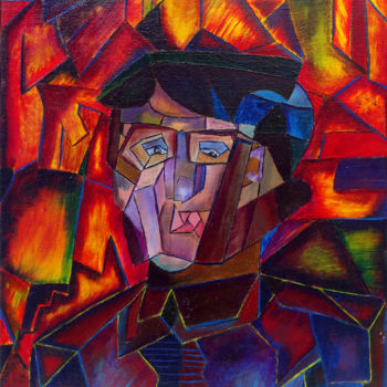 Painting titled "Mon père" by Romuald Canas Chico, Original Artwork, Oil