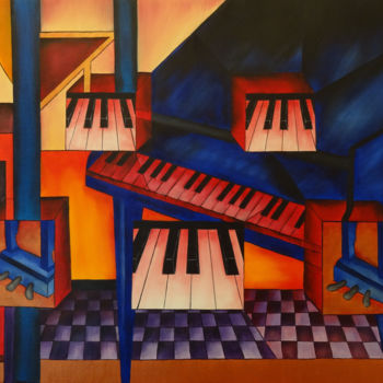 绘画 标题为“le piano” 由Romuald Canas Chico, 原创艺术品, 油