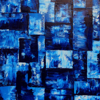 Schilderij getiteld "Confusion azul" door Romuald Canas Chico, Origineel Kunstwerk, Olie