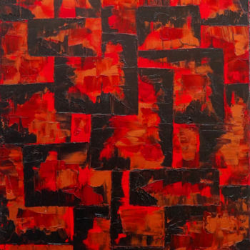 Painting titled "Confusion de rojo" by Romuald Canas Chico, Original Artwork, Oil