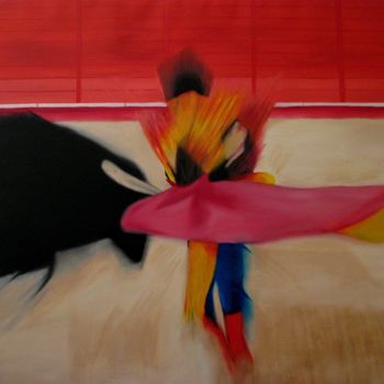 Painting titled "Tauromachie" by Romuald Canas Chico, Original Artwork, Oil