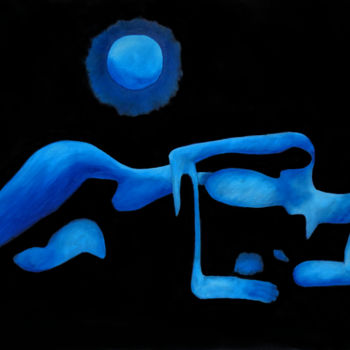 Painting titled "Au clair de lune" by Romuald Canas Chico, Original Artwork, Oil