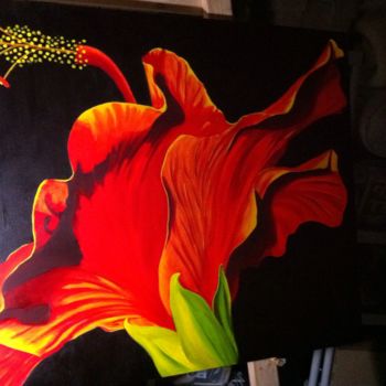 Painting titled "Hibiscus" by Ronald Egan, Original Artwork