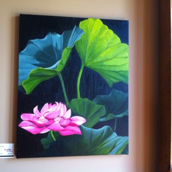 Painting titled "Pink Water lily" by Ronald Egan, Original Artwork