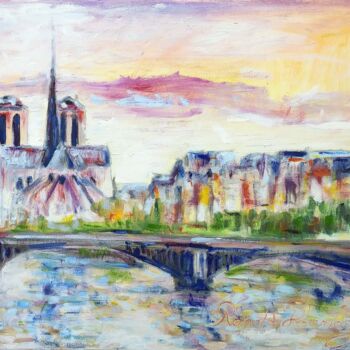Pintura titulada "Notre Dame" por Ronald Houriez, Obra de arte original, Oleo