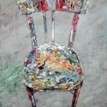 Peinture intitulée "Chaise d'Artiste" par Ronald Houriez, Œuvre d'art originale, Huile