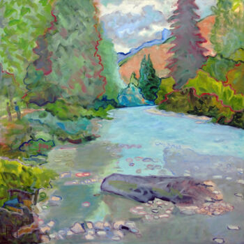 Painting titled "Rivière" by Ronald Houriez, Original Artwork, Oil