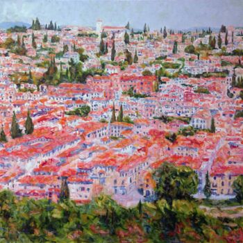 Painting titled "Granada - mi perspe…" by Ronald Houriez, Original Artwork, Oil