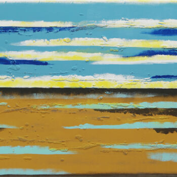 Schilderij getiteld "Sea View Landscape" door Ronald Hunter, Origineel Kunstwerk, Acryl Gemonteerd op Frame voor houten bran…