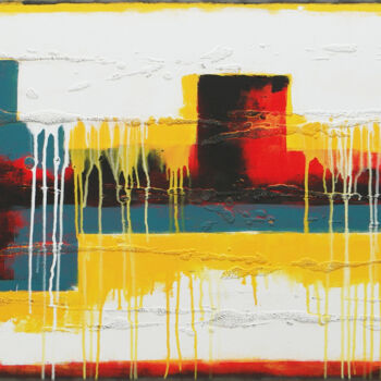 Pintura titulada "Yellow City Lights" por Ronald Hunter, Obra de arte original, Acrílico Montado en Bastidor de camilla de m…